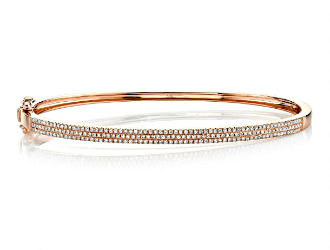 Shy Creation Diamond Pavé Rose Gold Bangle Bracelet 1/2ctw